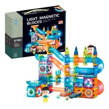 Juego Bloques Magnéticos Traslúcidos Con Luz 142 Pcs (001)