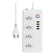 Regua 4 Tomadas 4 Usb Inteligente 10a Wi-fi Alexa Google