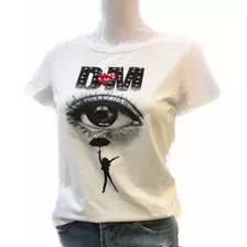 T-shirt Blusa Camisa Feminino Algodão Com Pérolas Estampa
