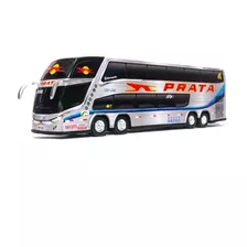 Miniatura Ônibus Expresso Prata 4 Eixos 30 Centímetros