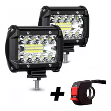 Faro Auxiliar 55w Cree Para Moto Luz Spot/flood X 2 + Tecla