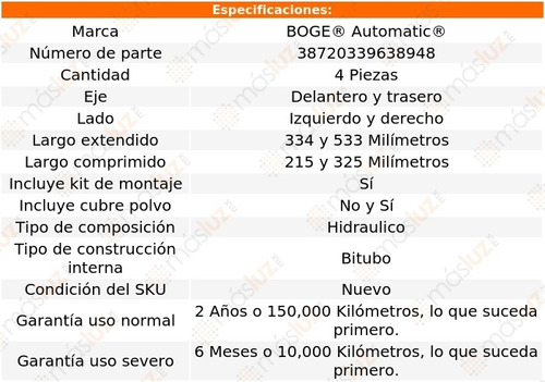 Set 4 Amortiguadores Boge El Camino Rwd L6 4.1l 67 Al 77 Foto 2