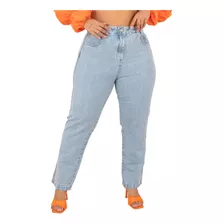 Calça Jeans Mom Plus Size Cintura Alta Casual Básica
