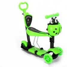 Monopatín Scooter 5 En 1 Mariquita Con Luces Color Verde