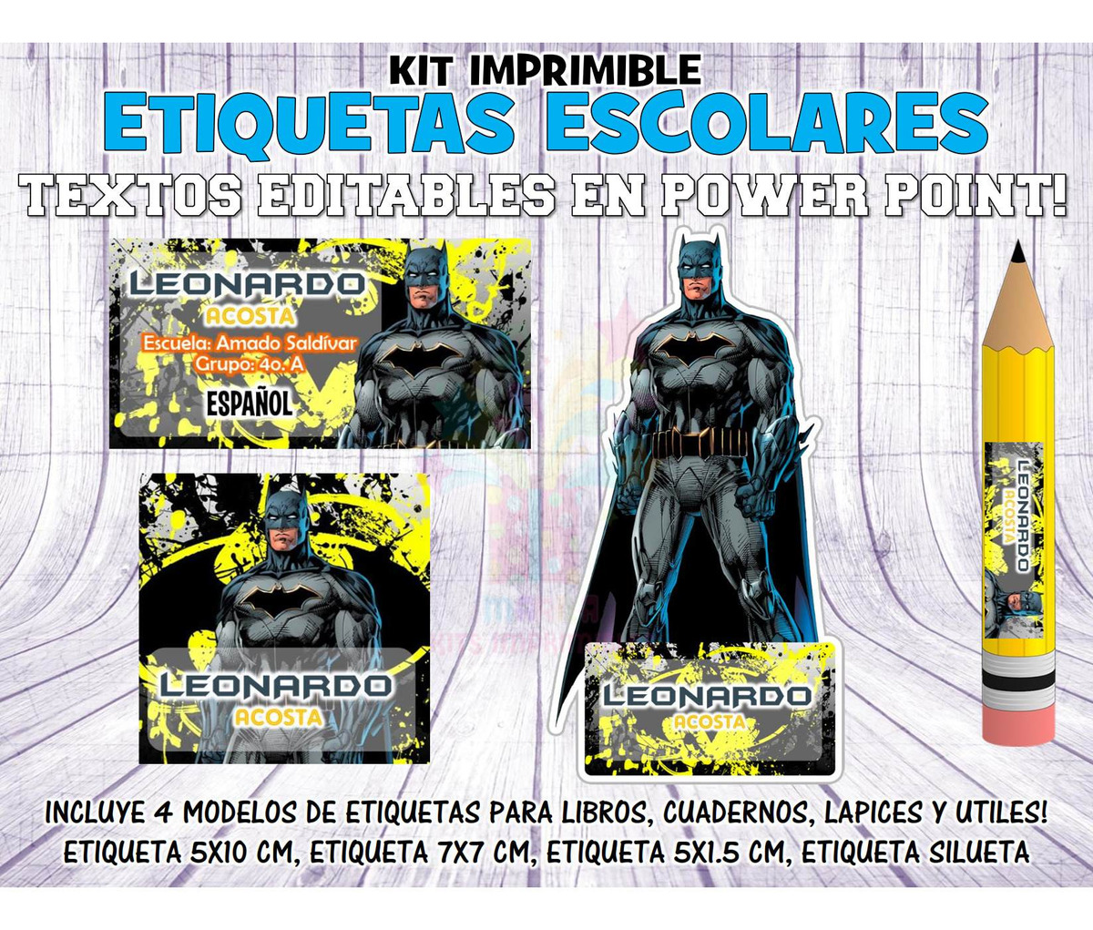 Kit Imprimible Etiquetas Escolares Batman M2 S20 - Avisos en Souvenirs,  Cotillón y Fiestas