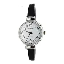 Reloj De Pulsera Clásico Para Mujer Fácil Lectura Negro -