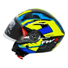 Capacete Para Moto Fw3 X Open Up Fox Integral X Open Amarelo E Azul Tamanho 56 