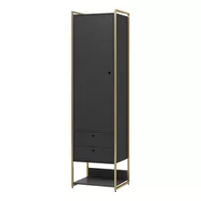 Guarda-roupa Closet Industrial Olivar 1 Porta 2 Gavetas 54cm Cor Guarda Roupa Closet Preto