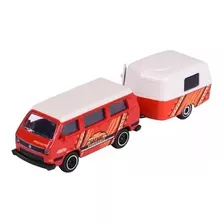 Miniatura Carro Vw Kombi T3 Com Trailer 1:64 Majorette