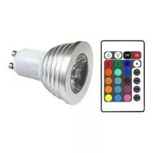 10 Lâmpada Dicroica Gu10 Led Rgb 3w Bivolt + Controle Remoto