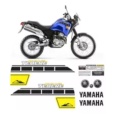 Kit Completo Adesivo Yamaha Tenere 250 2016 Azul Tnr017 Cor Preto E Amarela