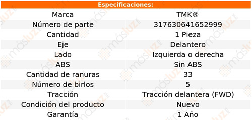 1- Maza Delantera Izq/der Impala V6 3.8l 00/05 Tmk Foto 2