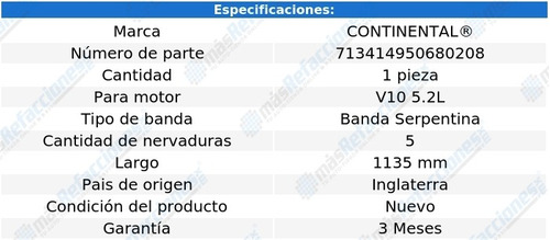 Banda Serpentina 1135 Mm Audi S8 V10 5.2l 07-09 Continental Foto 5