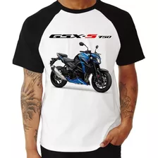 Camiseta Raglan Moto Suzuki Gsx S 750 Azul 2020