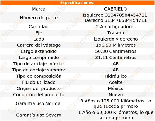 Kit 2 Amortiguadores Tra Hidrulicos D21 Nissan 94/09 Foto 2