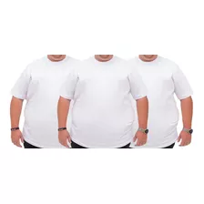 Kit 3 Camisetas Camisa Básica 100% Algodão G1 Ao G5 - Branco