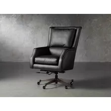 Arhaus Alex Leather Desk Chair In Black