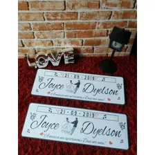 Par De Placas De Carro Personalizada Casamento