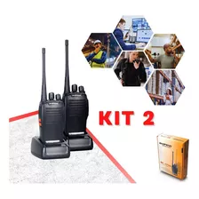 Kit 2 Radio Comunicador Vhf/uhf 16 Canais Bf-777s + Fone Cor Preto