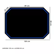 Tapete Protetor Piso Cadeira Gamer Borda Azul 120x85cm