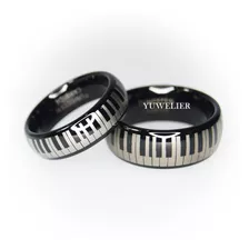 Par Anillos De Tungsteno Piano Keys Pareja Matrimonio