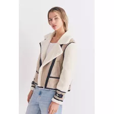 Gamulan Campera Mujer Abrigo Con Forreria De Corderito Beige