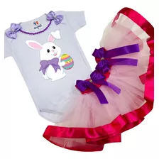 Conjunto Tutu Menina Pascoa Baby Fantasia Coelhinho 