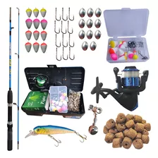 Kit Completo Vara De Pesca P/ Molinete 45 Itens Kit Infantil