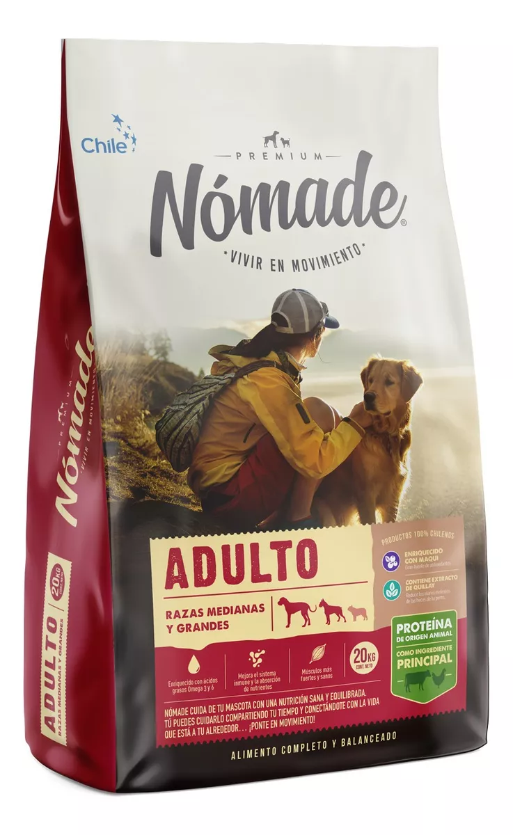 Alimento Nómade Premium Para Perro Adulto De Raza Mediana Y Grande Sabor Mix En Bolsa De 20kg
