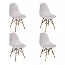 Silla De Comedor Makom Eames, Estructura Color Blanco, 4 Unidades