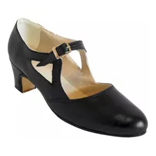 Zapatos Folklore, Español, Jazz , Salsa, Danza - Cuero Negro