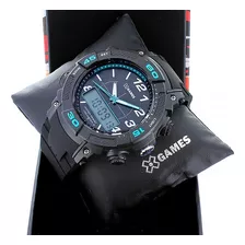 Relógio X-games Masculino Anadigi Xmppa317 Preto Azul 