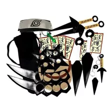 Kit Kunai Ninja Cosplay Porta Kunai Shuriken Bandana Folha