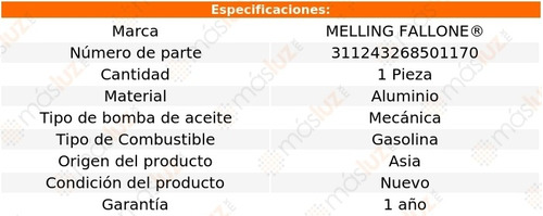 1-bomba Aceite Picanto 4 Cil 1.0l 02/11 Melling Fallone Foto 2