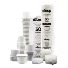 Paquete Envase De Papel Biocup 50 Juegos 8 Oz (con Tapa)