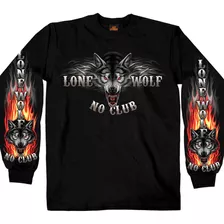 Hot Leathers Negro Xxxl Lone Wolf No Club Biker Camiseta De 