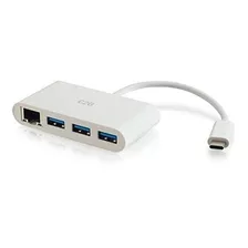 Adaptador Usbc A Ethernet Con 3 Puertos Usb Hub Blanco