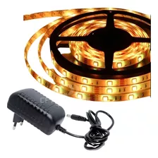 Fita Led 5050 Branca Quente 3000k 5 Metros + Fonte 12v 3a.