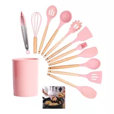 Jogo De Cozinha Silicone 12 Pçs Colher Fouet Pegador Concha