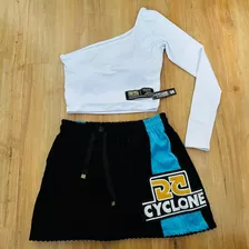 Kit Saia Cyclone Veludo E Cropped Pop