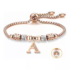 Pulseras Mujer Inicial Letra Pulcera Oro Rosado 18k Regalo 