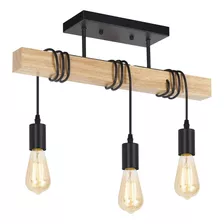 Lámpara Colgante Industrial Vintage Madera Luz Techo Loft