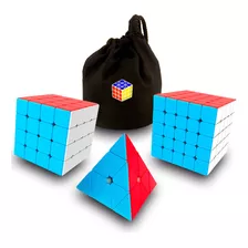3 Cubos Rubik Moyu Meilong 4x4 + 5x5 + Jinzita + Estuche