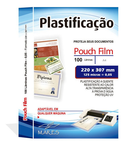 Pouch Film Para Plastificação A4 220x307x0,05mm 100 Und