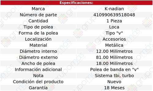 Polea Accesorios Metlica Tipo  V  Starion L4 2.6l 88 Foto 2