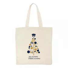 Tote Bag Bolsa Navideña Pumas Unam Personalizable Esferas Color Beige Diseño De La Tela Liso