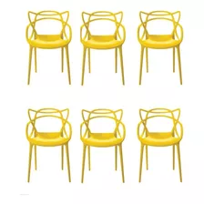 Kit 6 Cadeiras Allegra Varanda, Cozinha, Área Externa Estrutura Da Cadeira Amarelo