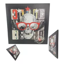 Quadro Decorativo Rockstar Caveira Banda Rock 50x50 Moldura