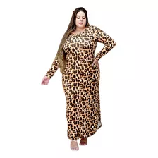 Roupas Femininas Plus Size Vestido Longo Manga Longa