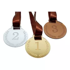 Medalha 1 2 E 3 Lugar Acrílico Espelhado Mérito 3 Peças